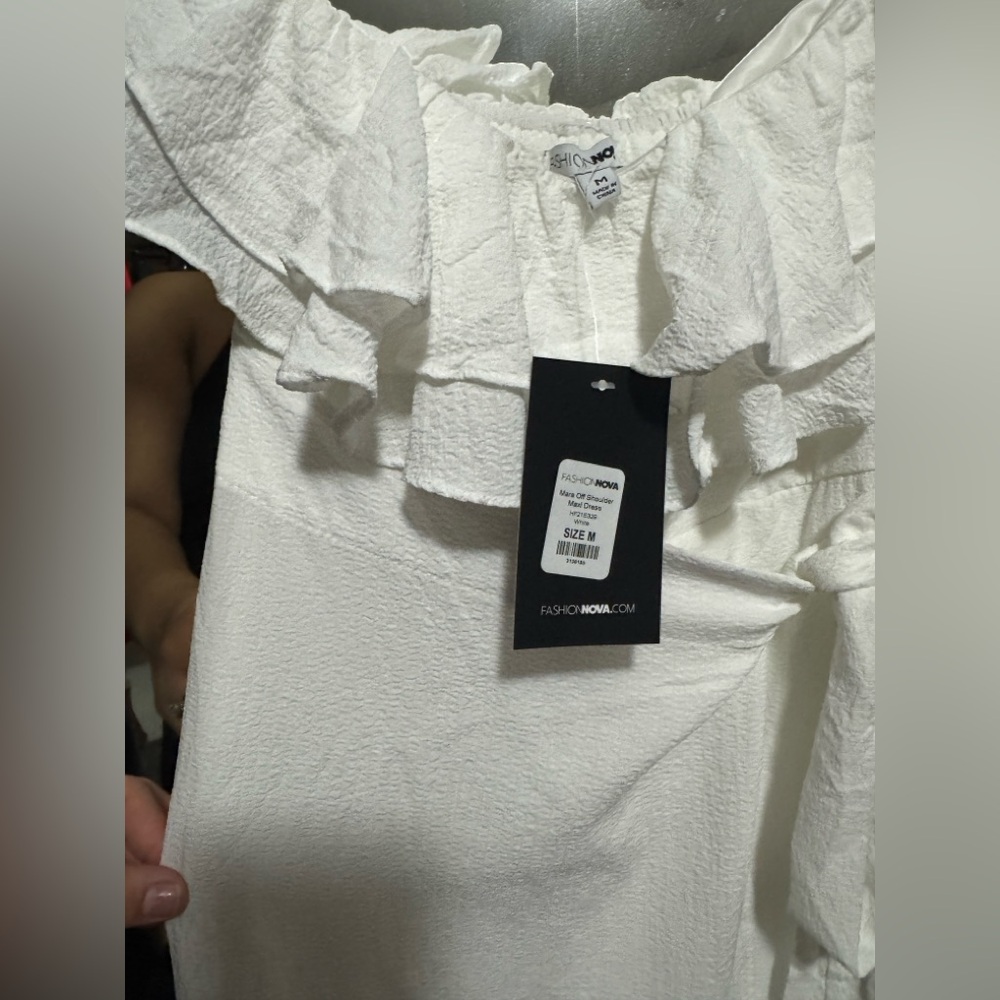White Ruffle Maxi Dress - Picture 3 of 4